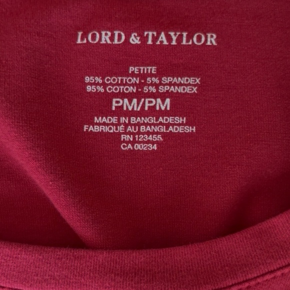 Lord & Taylor Red Fitted Short Sleeve T-Shirt - Picture 8 of 8